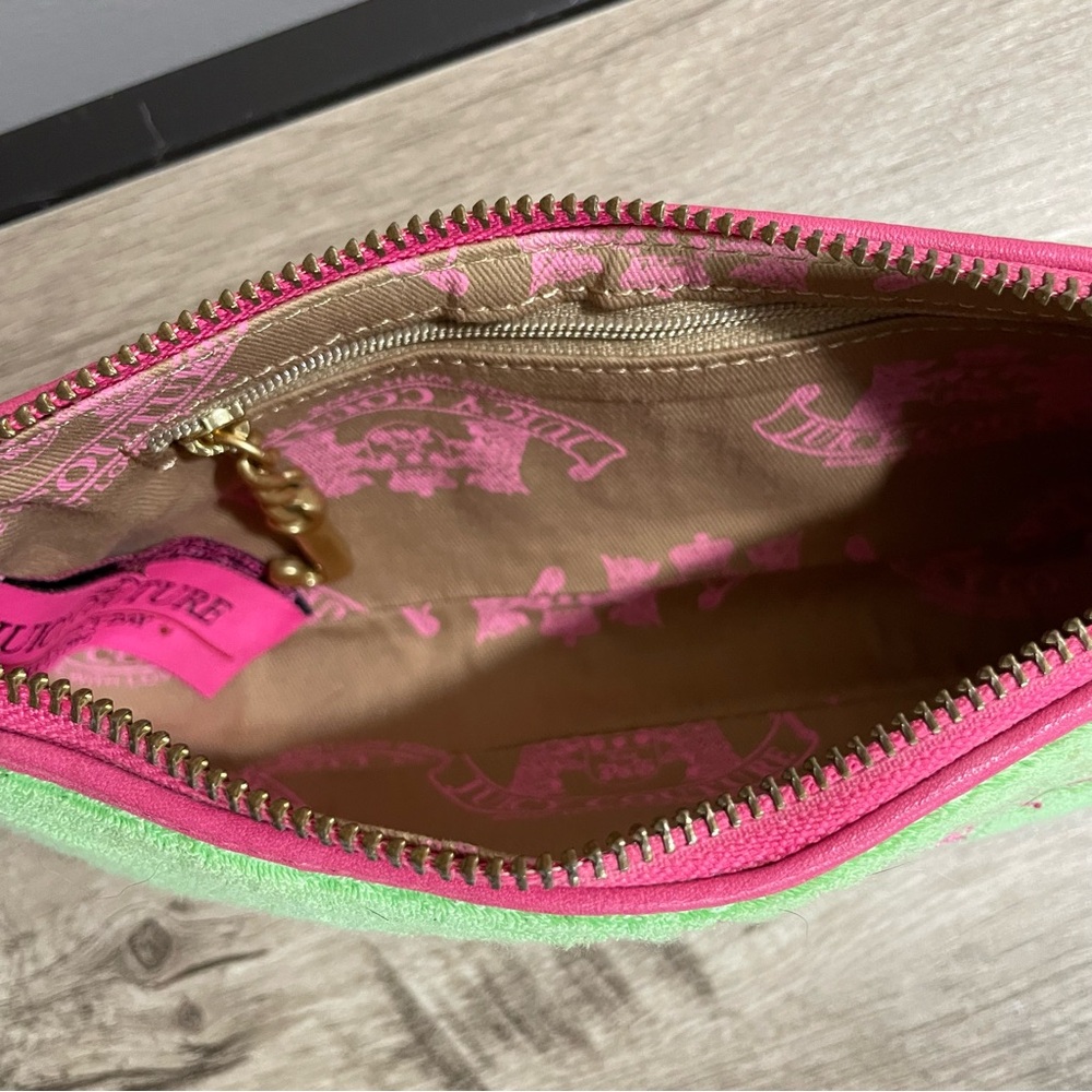 VINTAGE Y2k JUICY COUTURE Green & Pink PREPPY ROYALTY Gold CHAIN Mini BAG Purse - Picture 4 of 5